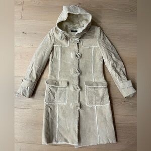 Topshop off white hooded suede coat size: US 6 / UK 10 / EUR 38